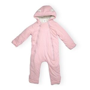 Baby GAP Girls Sherpa Pink Hoodie Sherpa Bear Snowsuit Outerwear Size 6-12M